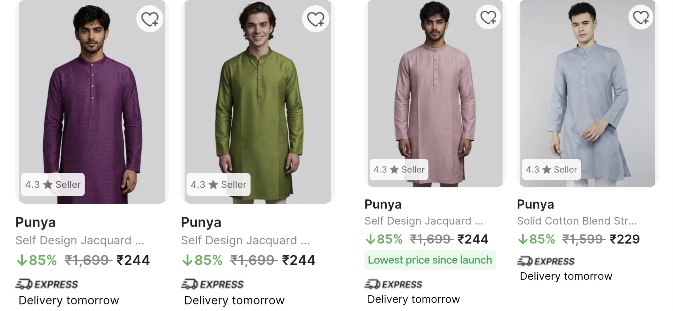 Loot Mens Branded Kurta - Starting 229
