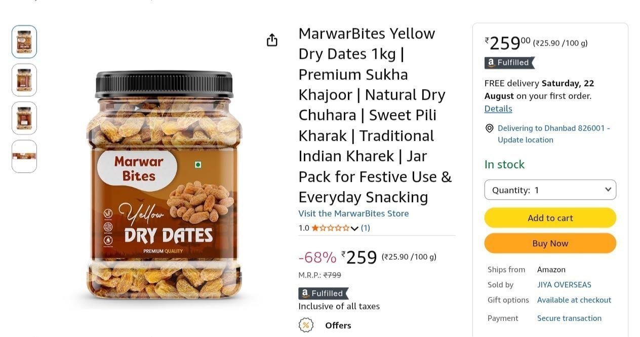 Loot Premium Yellow Dry Dates 1kg At 259 Buy Max Q