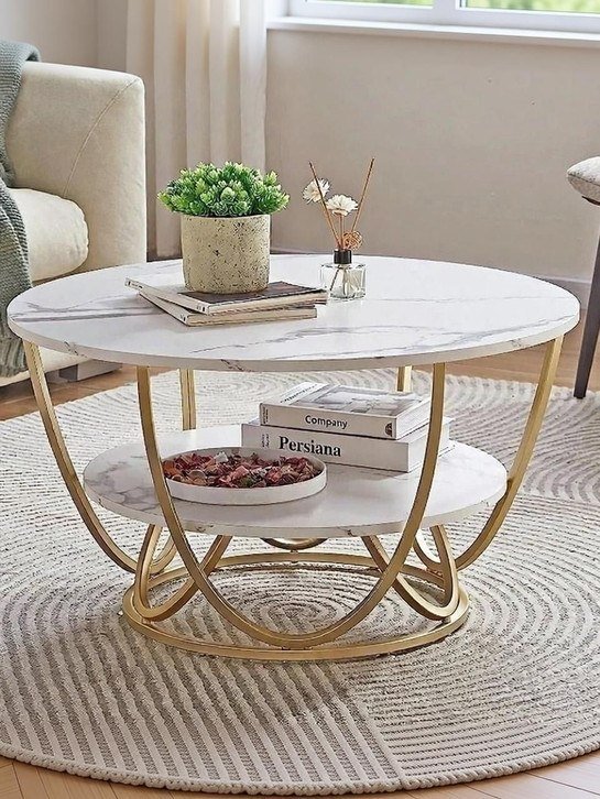 Loot Round Modern Marble Design Coffee Table 