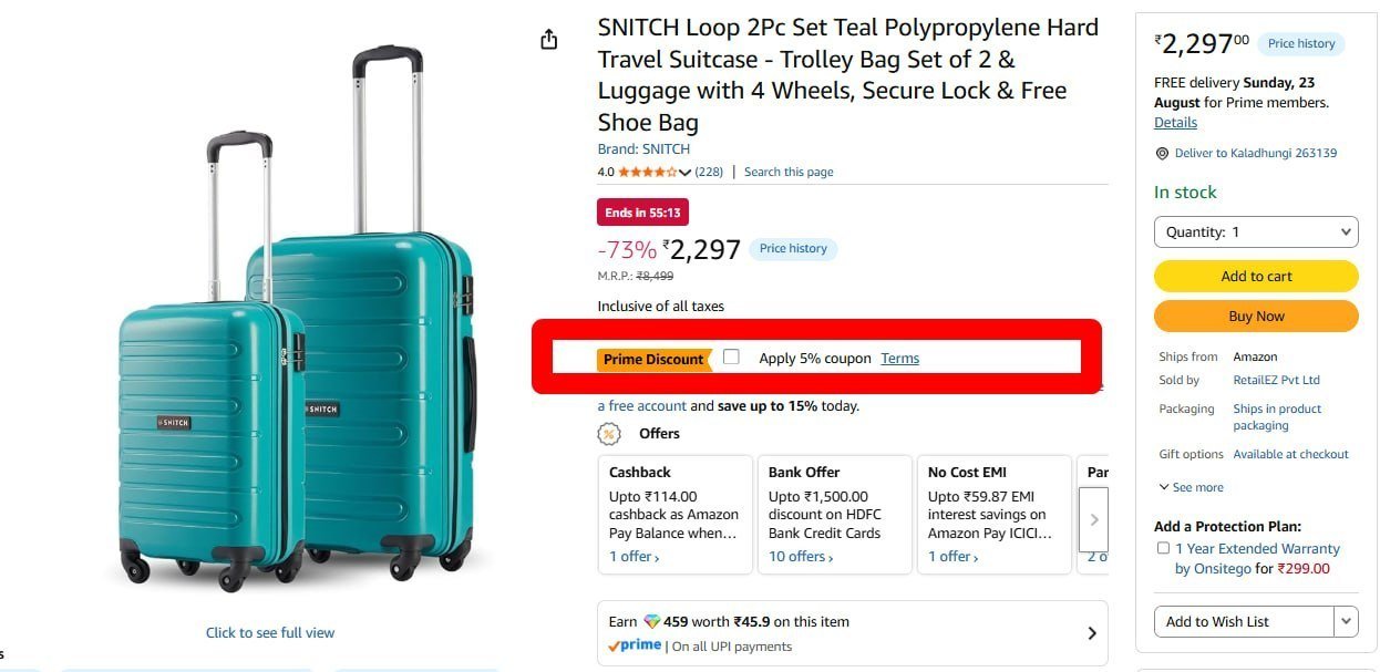 Loot Snitch Set Of 2 Trolley Luggage Just 198