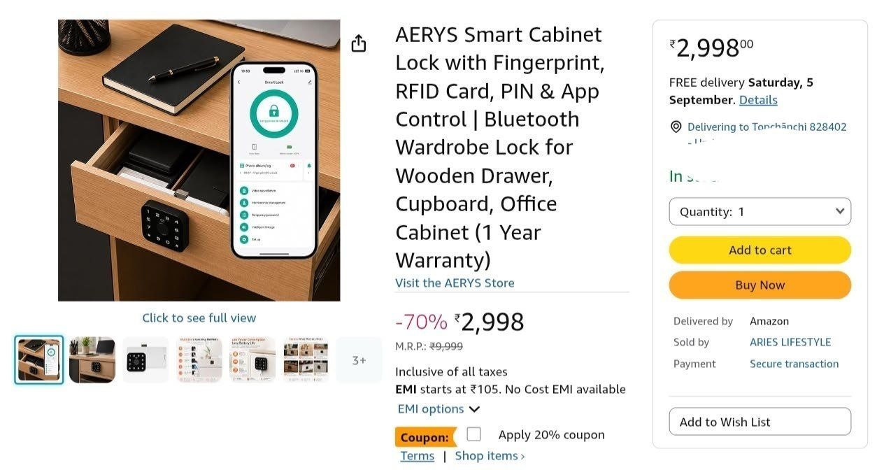 Loottt Fasttt Aerys Drawer Smart Lock With Fi