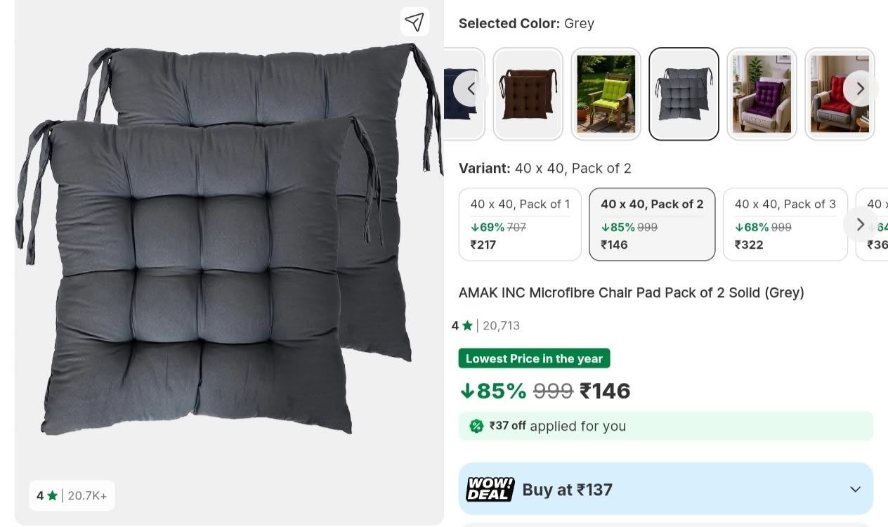 Loottt Fasttt Biggest Microfiber Chair Pad (pack O