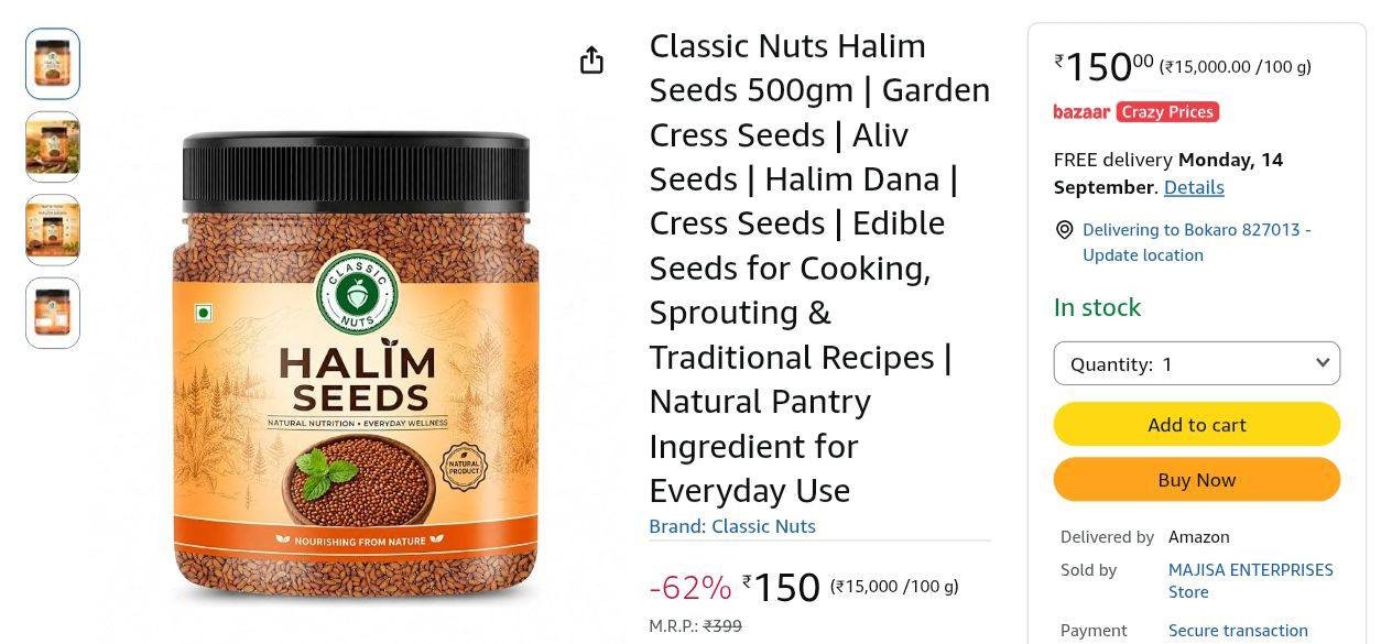 Loottt Fasttt Classic Nuts Halim Seeds 500gm 