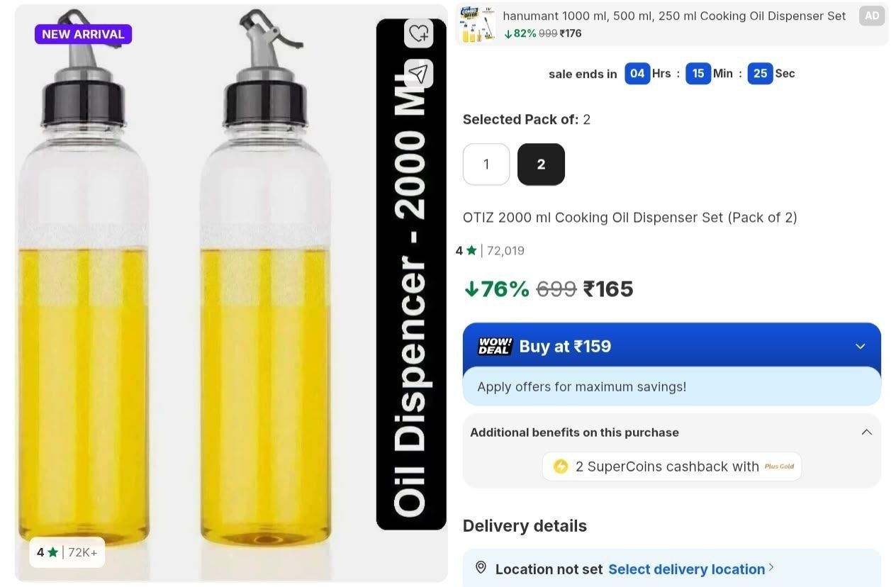 Loottt Fasttt Cooking Oil Dispenser Set (pack Of 3