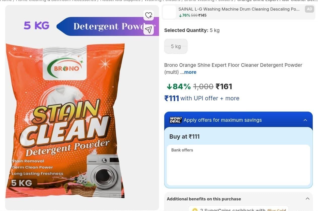 Loottt Fasttt Detergent Powder 5kg 161 Powerful Stain Removallong-lasting Fresh Fragranceperfect For