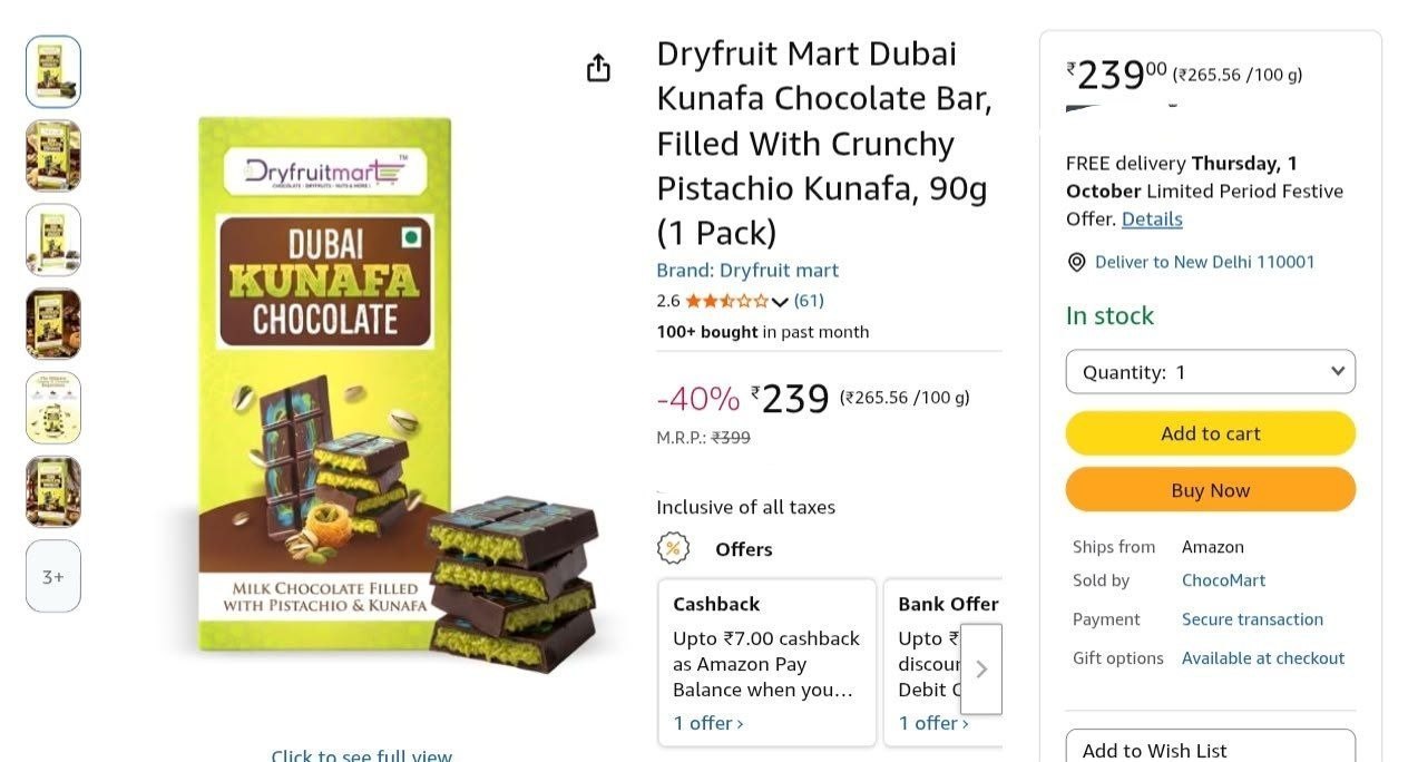 Loottt Fasttt Dubai Viral Kunafa Chocolate Bar Fil
