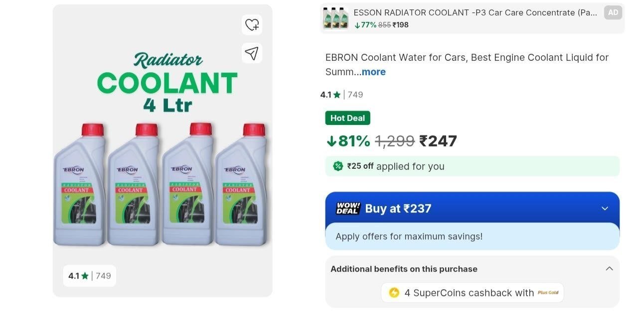 Loottt Fasttt Engine Coolant Liquid 1l Pack Of 4 2