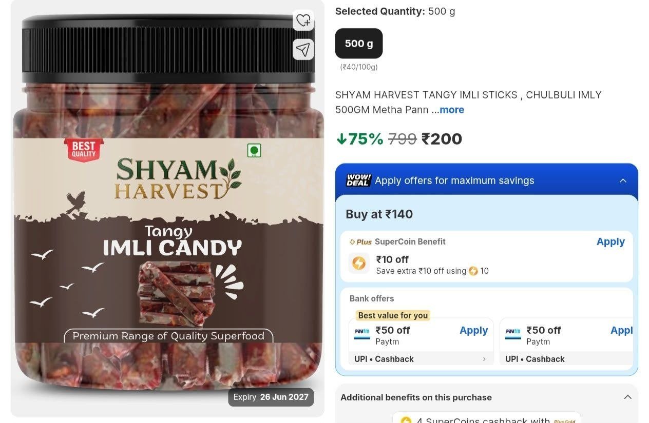Loottt Fasttt Imli Stick Candy 500g 200perfec