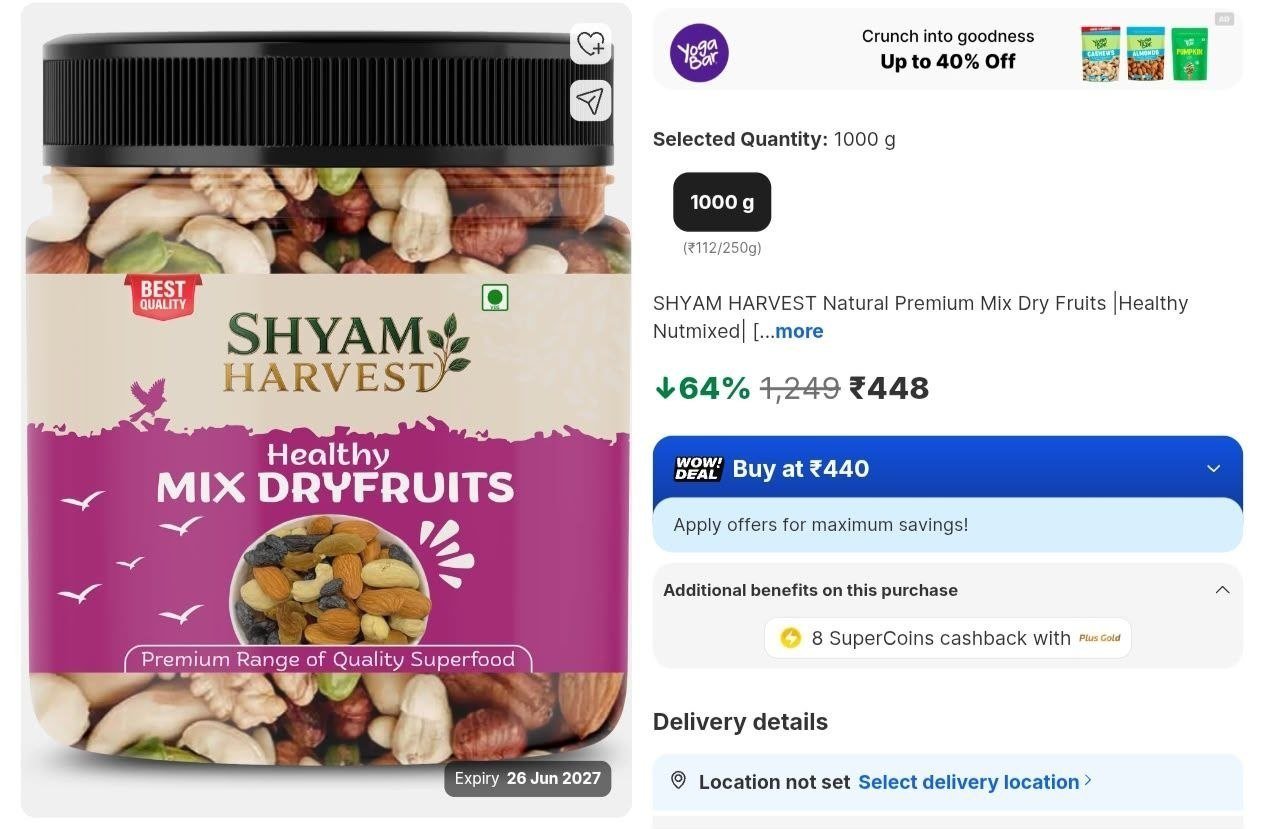 Loottt Fasttt Loot Mixed Dry Fruits 1kg 448 P