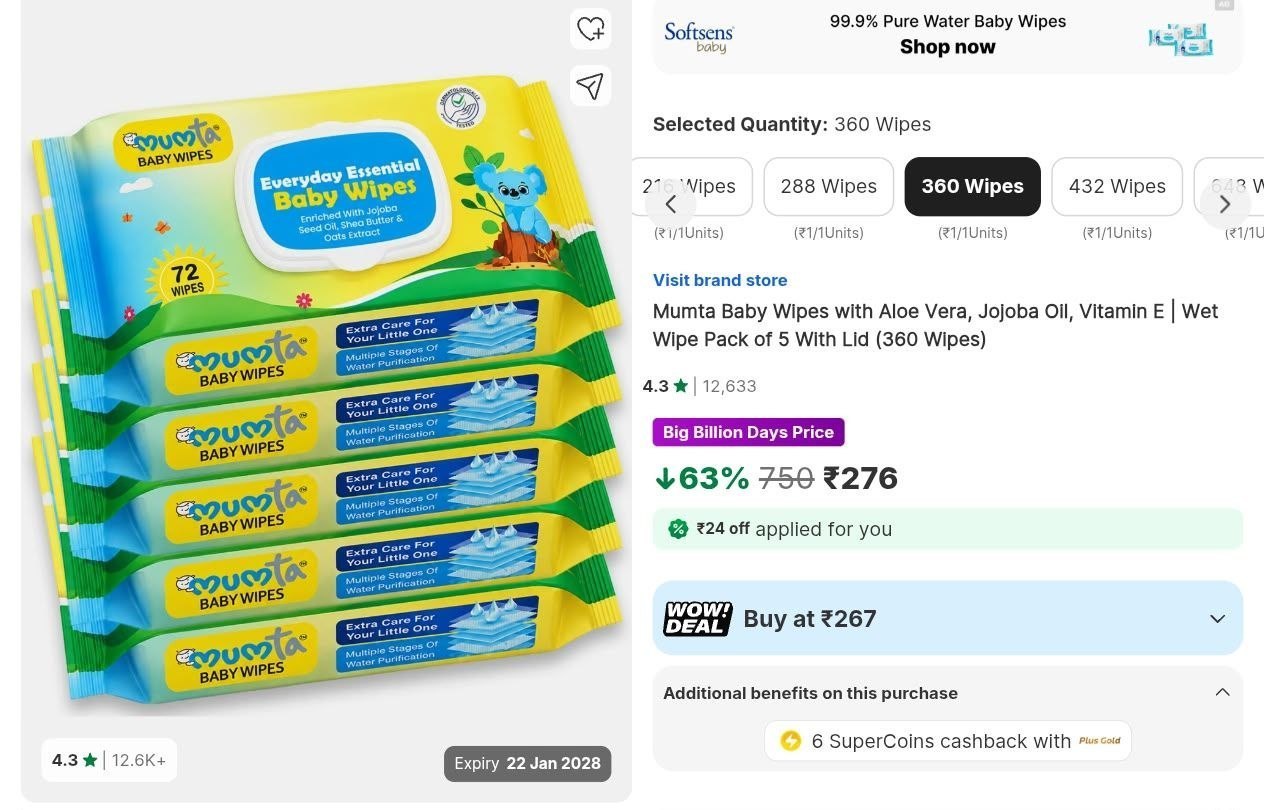 Loottt Fasttt Loot Mumta Baby Wipes With Aloe