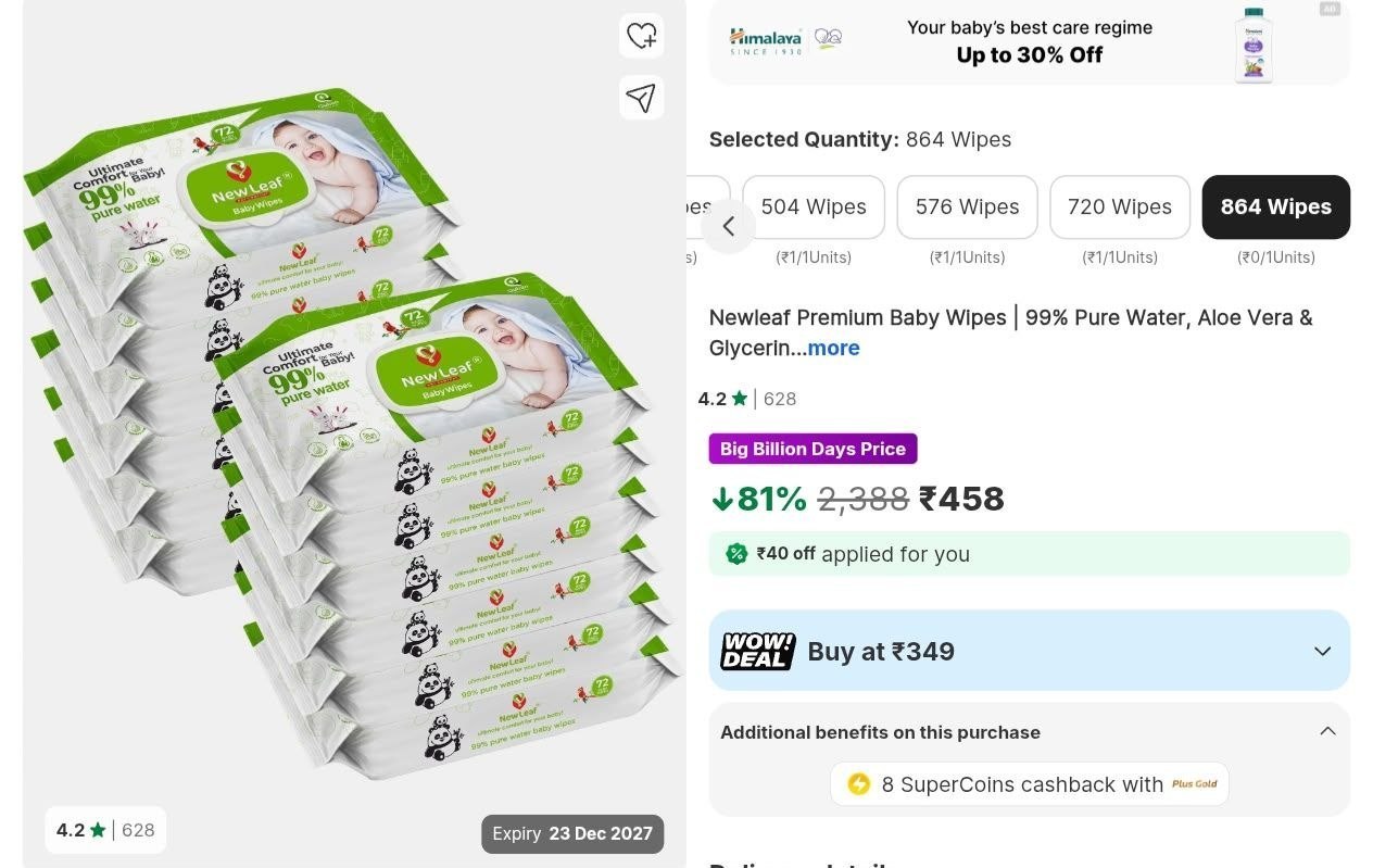 Loottt Fasttt Loot Newleaf Premium Baby Wipes Pack
