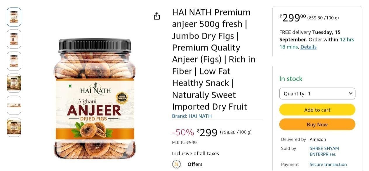 Loottt Fasttt Loot Premium Afghani Anjeer 500