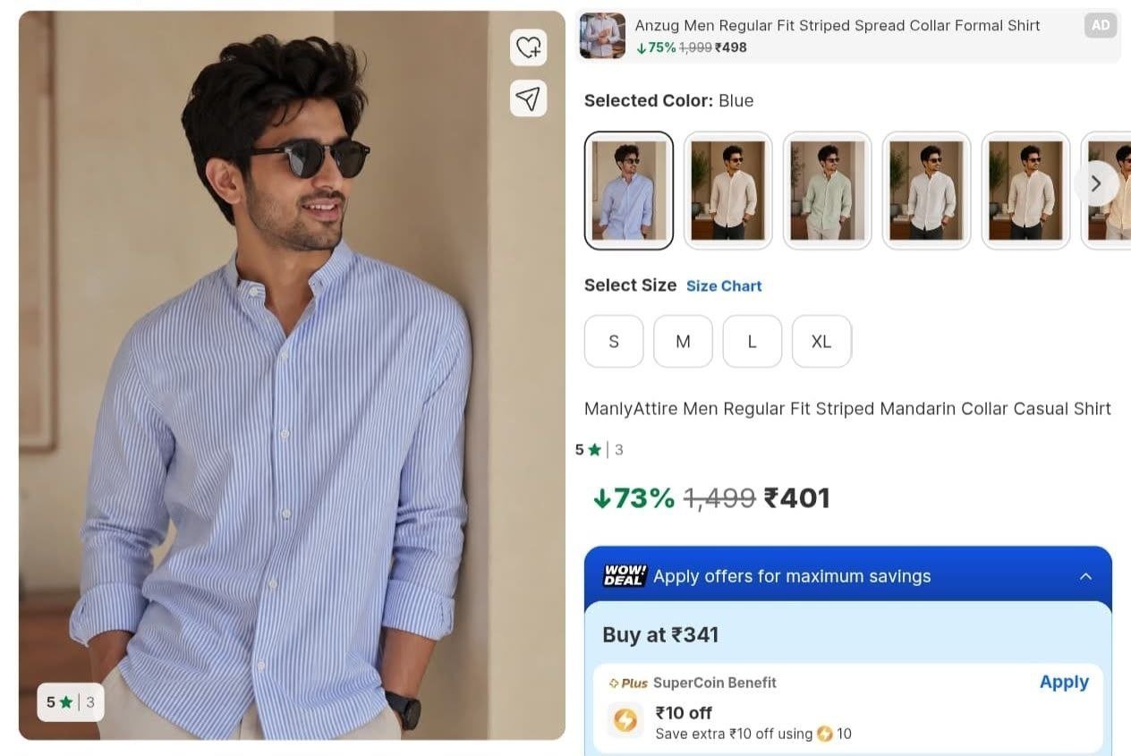 Loottt Fasttt Men S Regular Fit Striped Manda