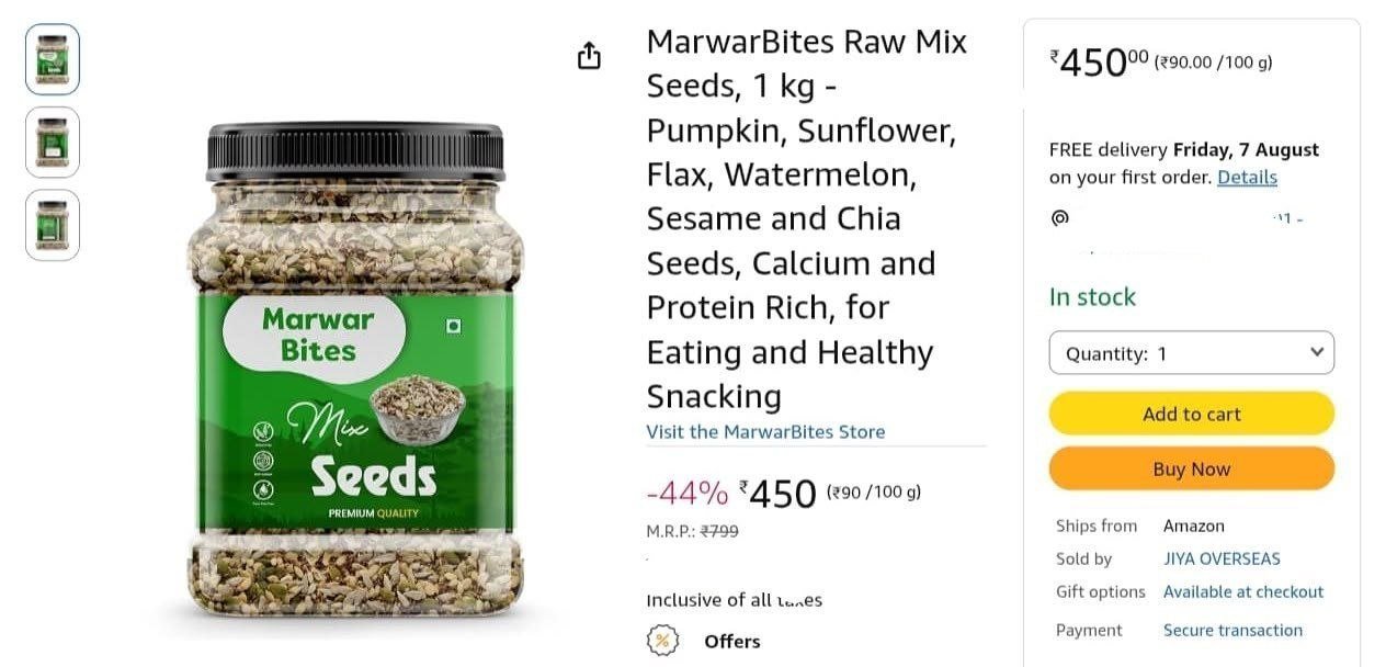 Loottt Fasttt Mixed Seeds 1kg 450 Healthy Mix Of N