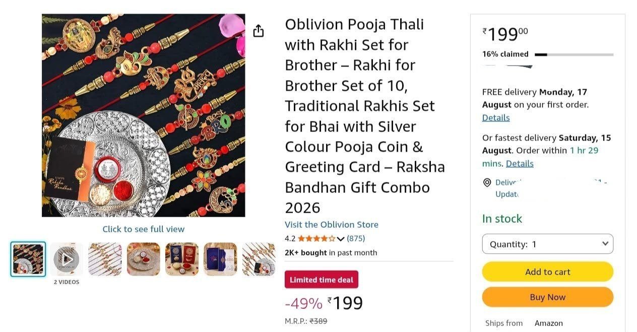 Loottt Fasttt Rakhi Set Pack Of 10 With (pooja Tha