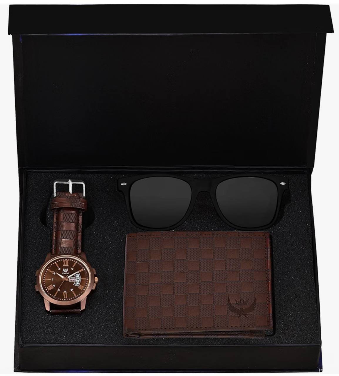 Lorenz Brown Dial Watch Brown Wallet Black Su