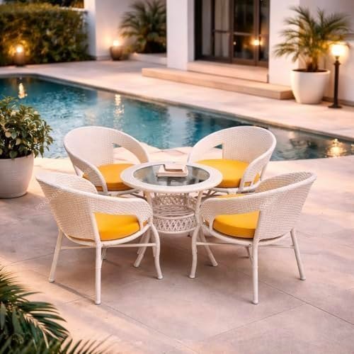 Lotey Outdoor D-12 Chairs Table Set 4 1 Wicker Pat