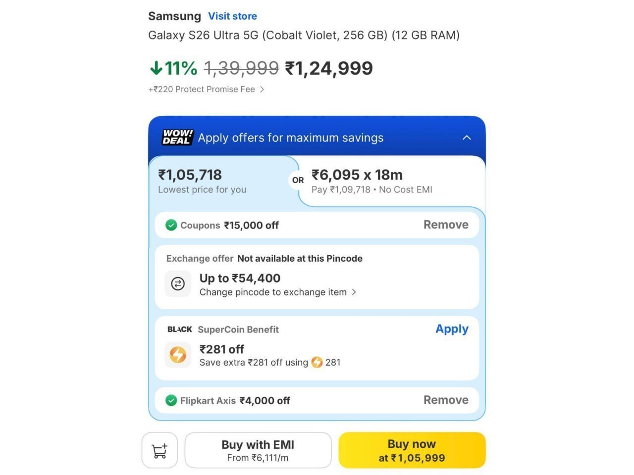 Lowest Ever Galaxy S26 Ultra 5g (256 Gb) For 1 05 
