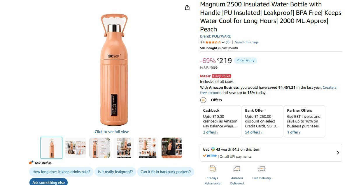 Ltr Insulated Bottle 219