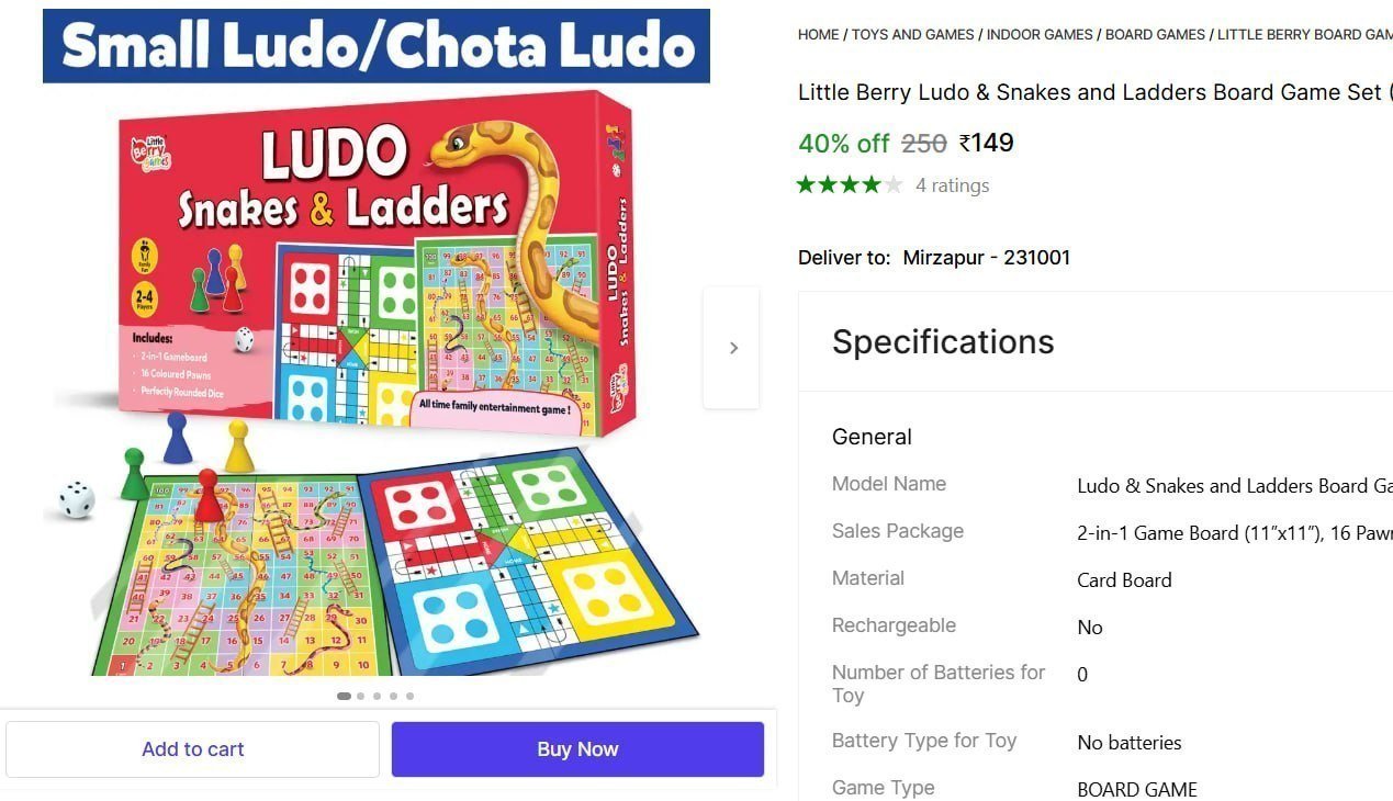 Ludo Snakes And Ladders Board Game Set 149