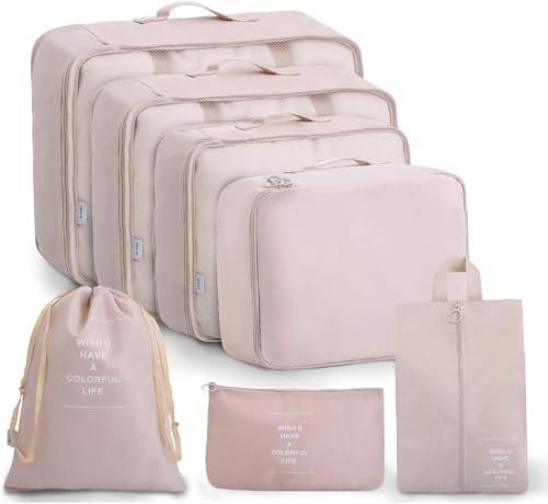 Lyrovo Nylon 7pcs Travel Packing Cubes For Cl