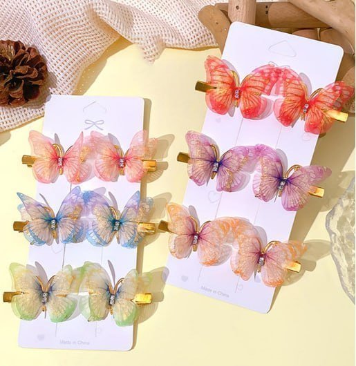 Lytix Girls Set Of 6 Colorful Organza Butterf