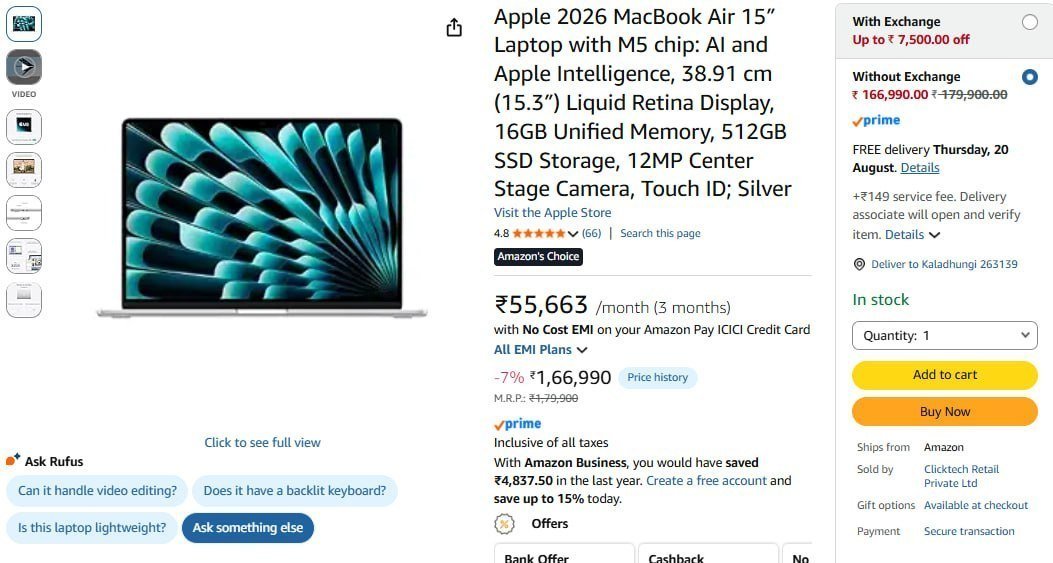 Macbook Air M5 15 Inch 156990flat 10000 With Hdfc 