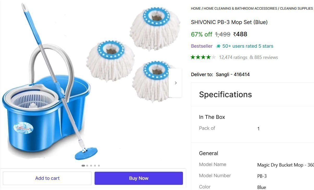 Magic Dry Bucket Mop Set 488