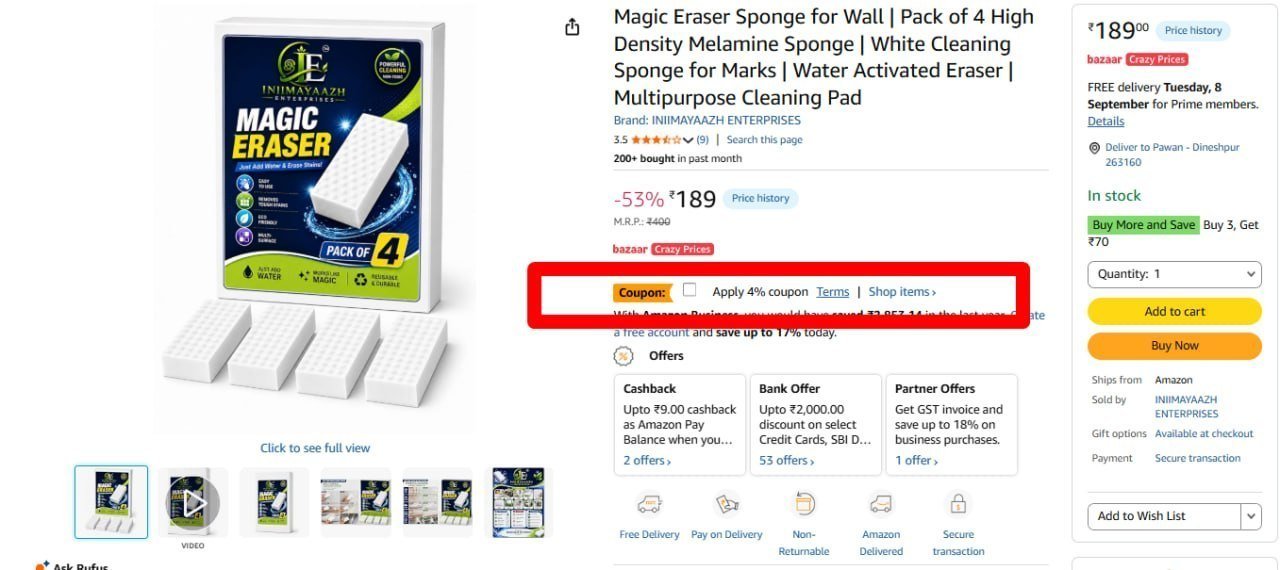 Magic Eraser Sponge For Wall From Rs 189 Pack