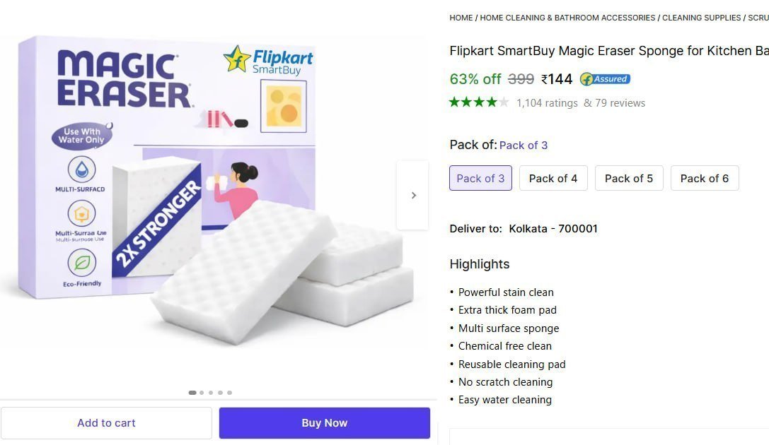 Magic Eraser Sponge (large Pack Of 3) 144
