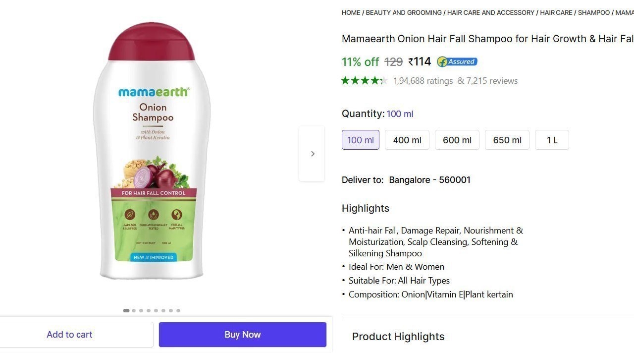 Mamaearth Onion Hair Fall Shampoo (100 Ml) 11
