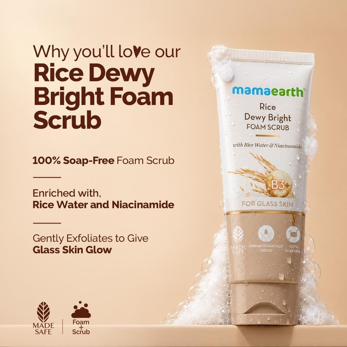 Mamaearth Rice Dewy Bright Foam 100g 175