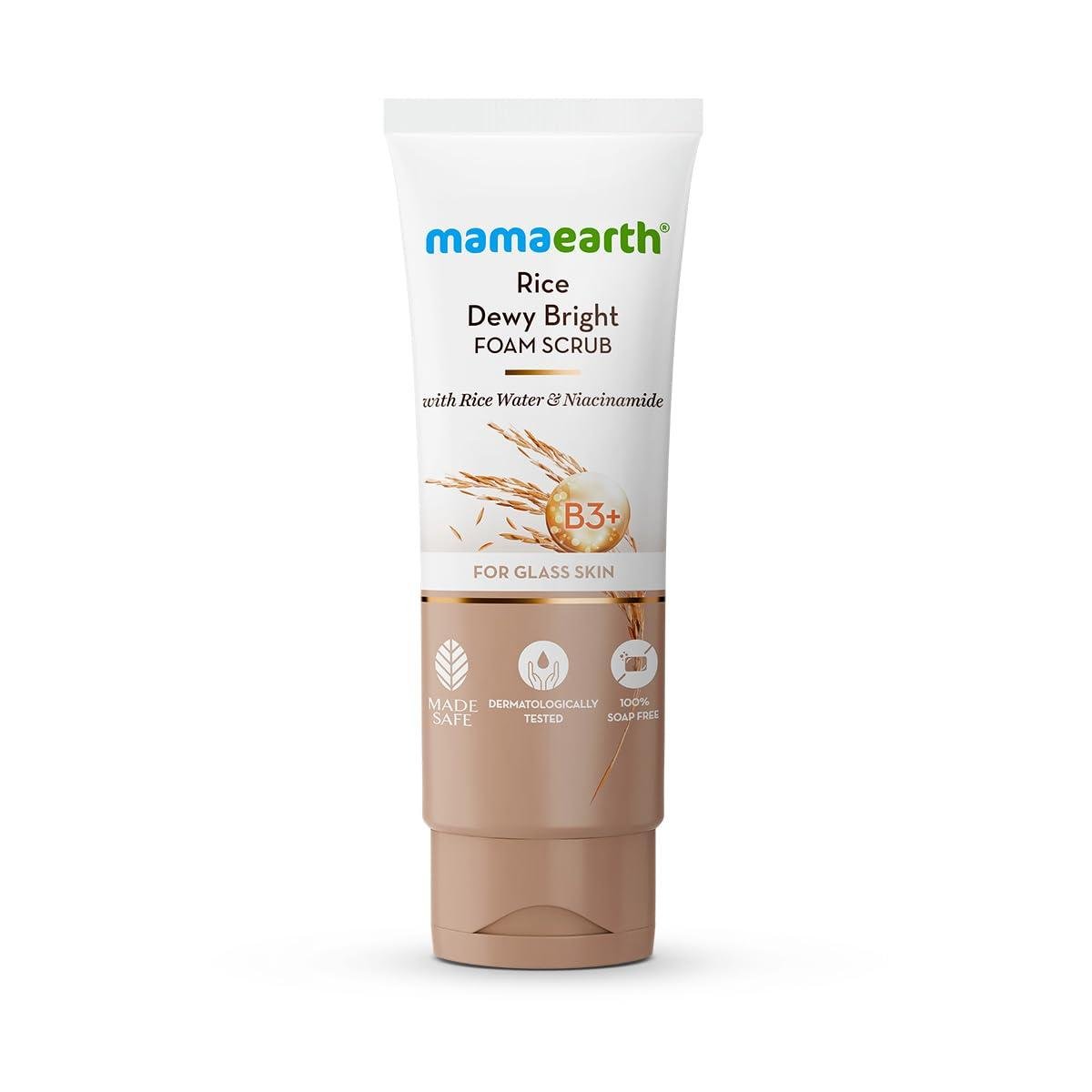 Mamaearth Rice Dewy Bright Foam Scrub With Ri
