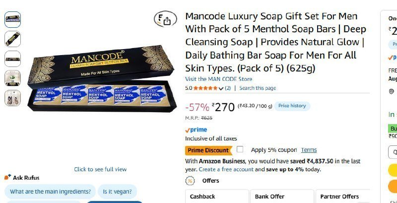 Mancode Luxury Soap Gift Pack Of 5 (625g) 270