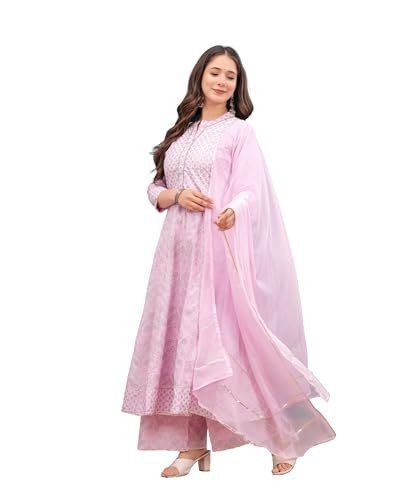 Manharee Women S Rayon Anarkali Kurta With Pa
