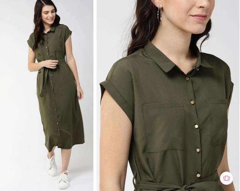 Mast Harbour Women Olive Green Shirt Dress 53