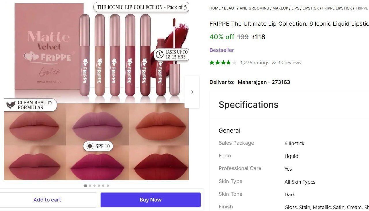 Matte Lipstick Pack Of 6 118