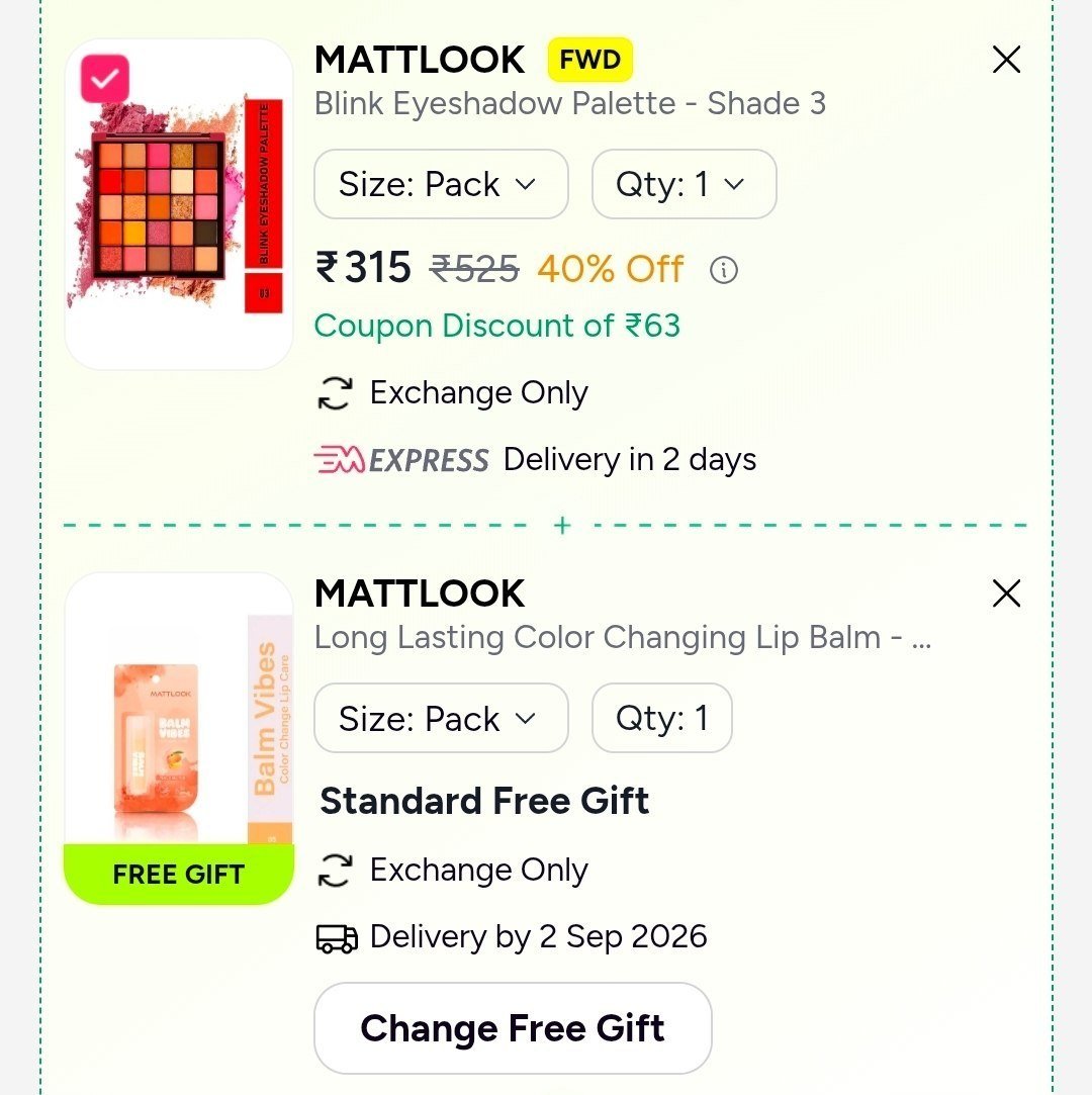 Mattlook Lip Balm On Order Above 249palette Link -