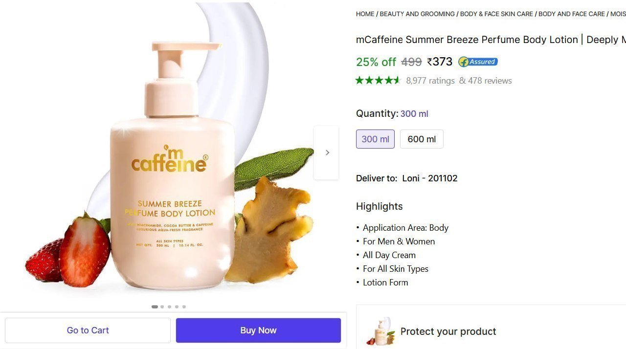 Mcaffeine Summer Breeze Perfume Body Lotion (