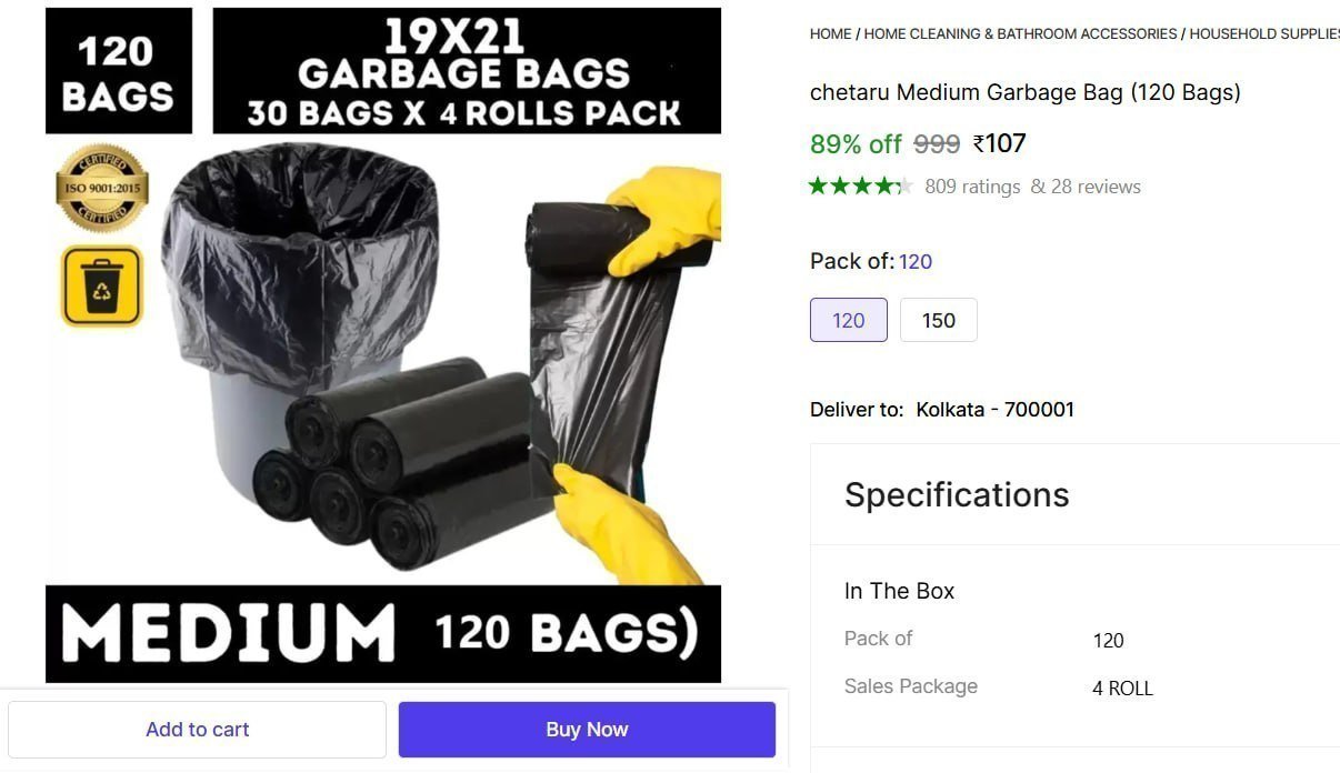 Medium Garbage Bag (120 Bags) 107