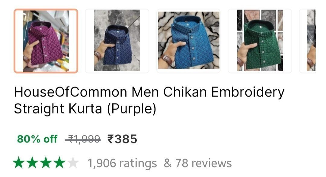 Men Chikan Embroidery Straight Kurta 385