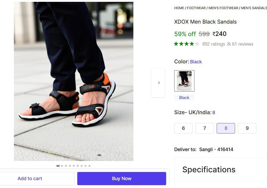 Men S Black Sandals 240