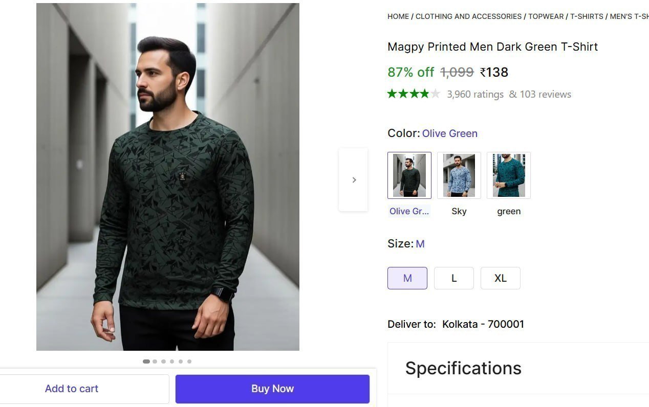 Men S Dark Green T-shirt 138