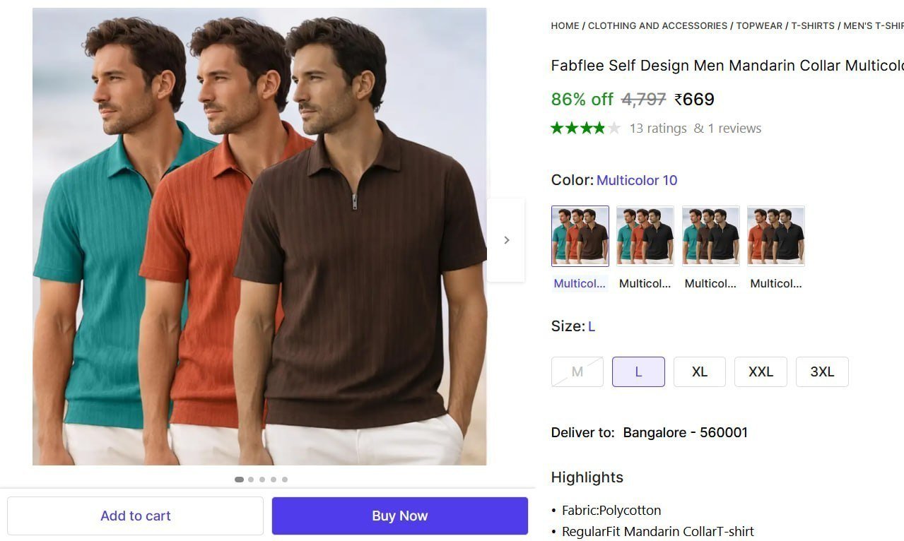 Men S Mandarin Collar Multicolor T-shirt 669