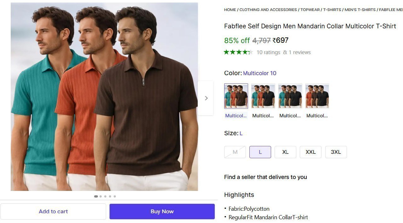 Men S Mandarin Collar Multicolor T-shirt 697