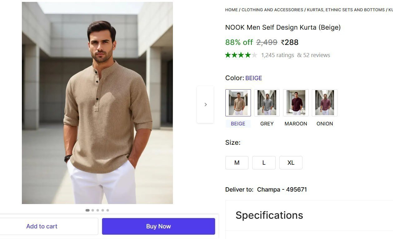 Men S Self Design Kurta 288 More -