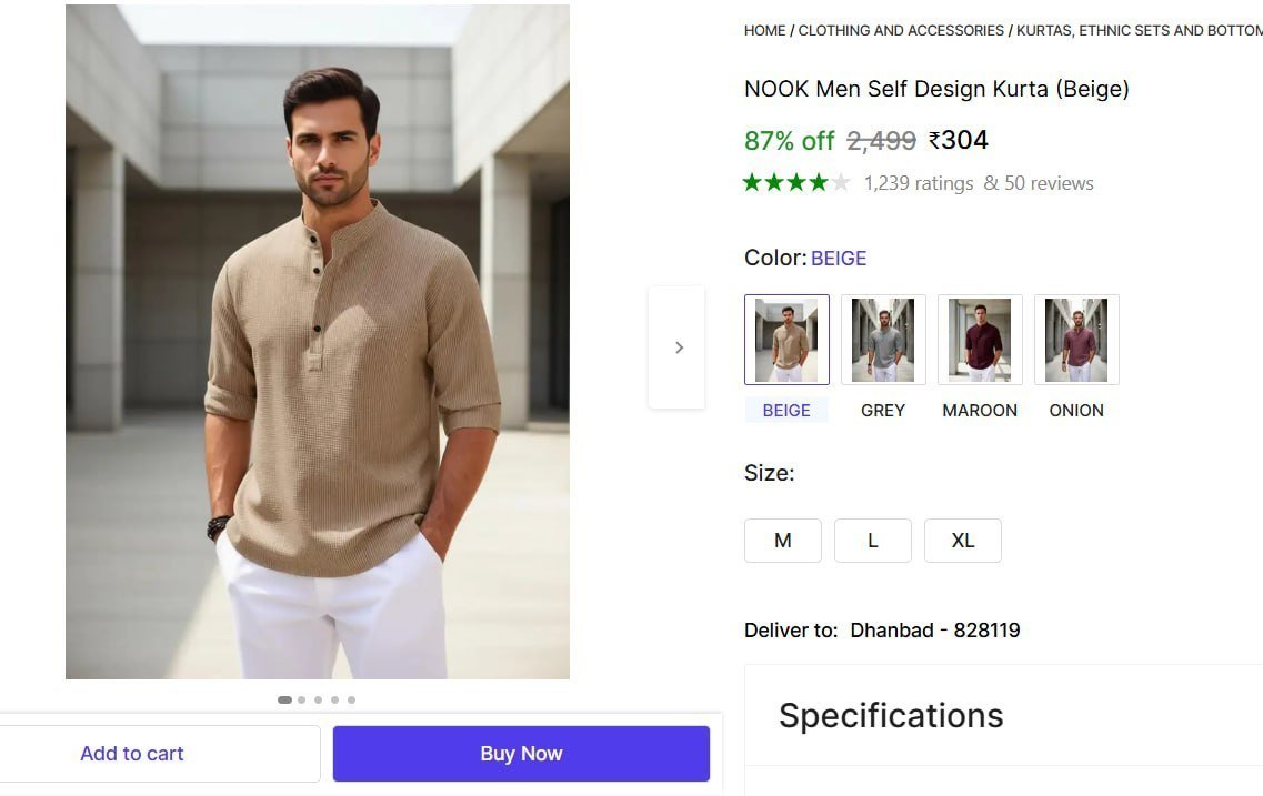 Men S Self Design Kurta 304 More -