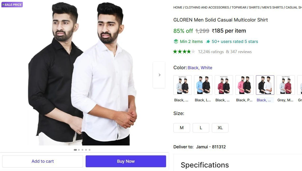 Men S Solid Casual Shirts 185 Min Buy - 2