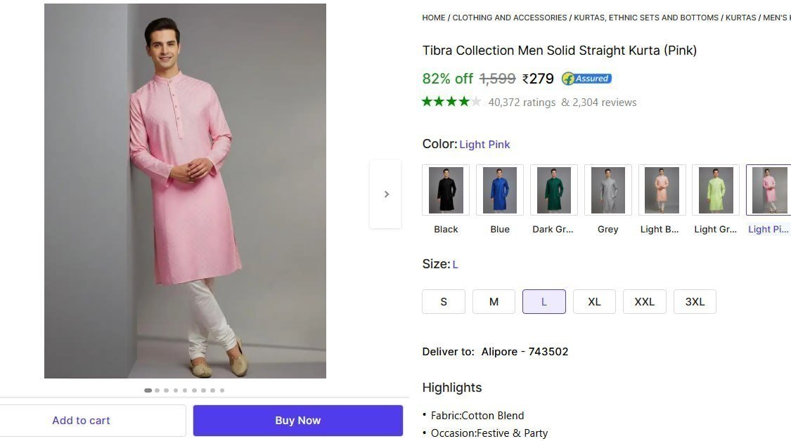Men S Solid Straight Kurta 279