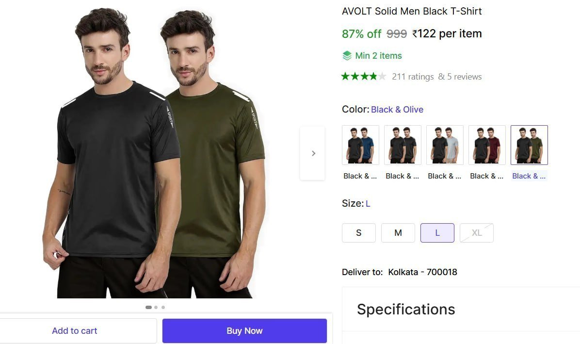 Men Solid T-shirt 122min Buy - 2